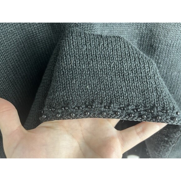 Vtg Tiara International Women’s Black Embroidered Ramie Cotton Knit Cardigan L - Picture 5 of 5